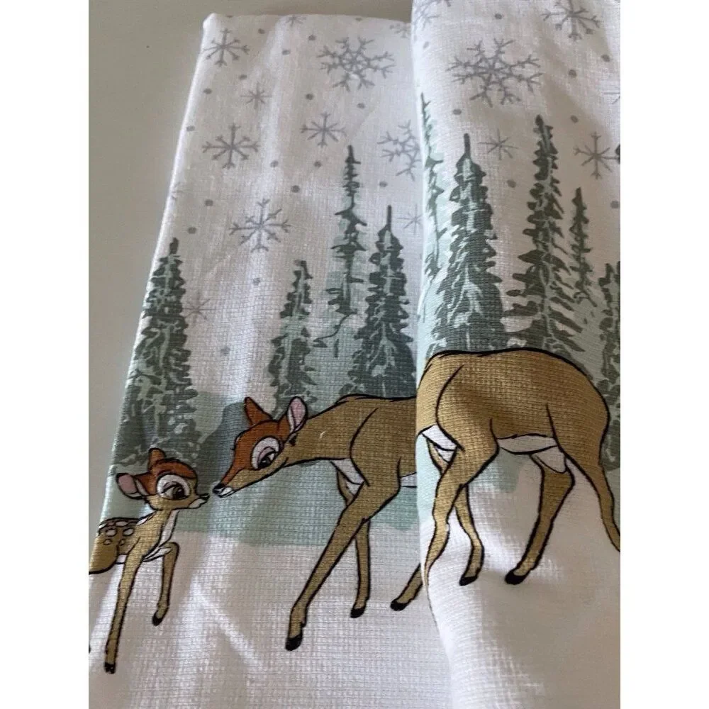 Set‎ Of 2 Disney Kitchen Towels Bambi and Mother Winter Pine Trees Holiday NEW